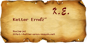 Ketter Ernő névjegykártya